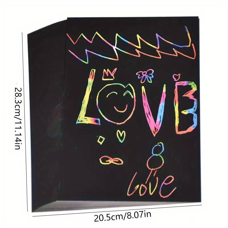 Rainbow Art Paper Set Kits For Kids Girls Boys Black - Temu